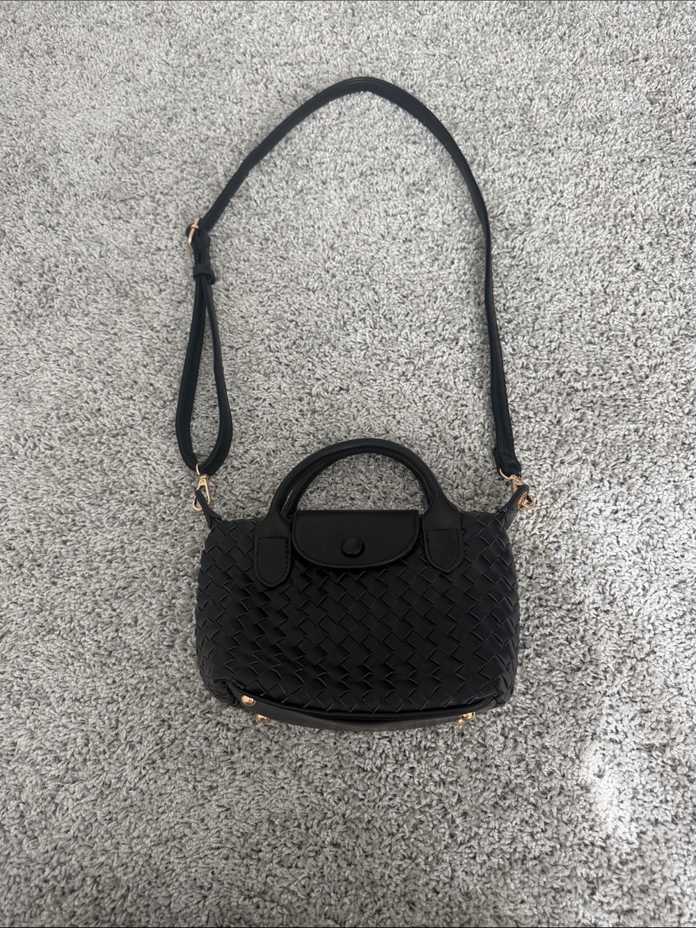 T.J.Maxx Black Woven Crossbody Bag with Top Handle NWOT